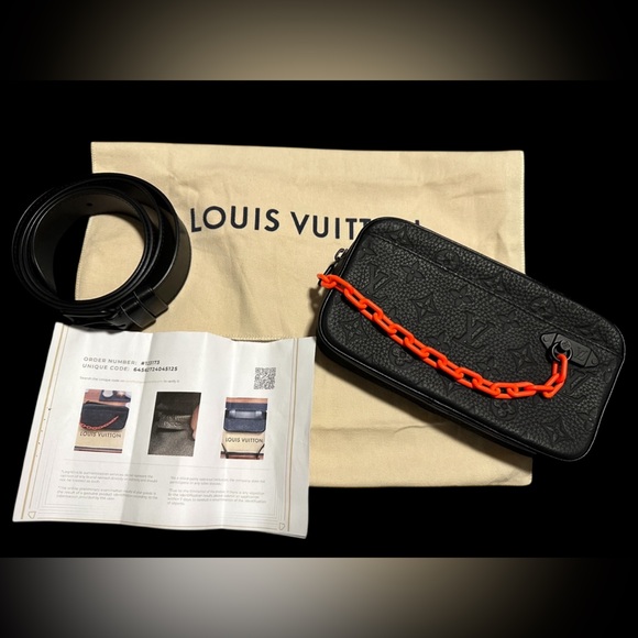 🔥 Black Taurillon Monogram Leather Solar Ray Soft Pochette Volga Belt Bag EUC - Picture 9 of 16